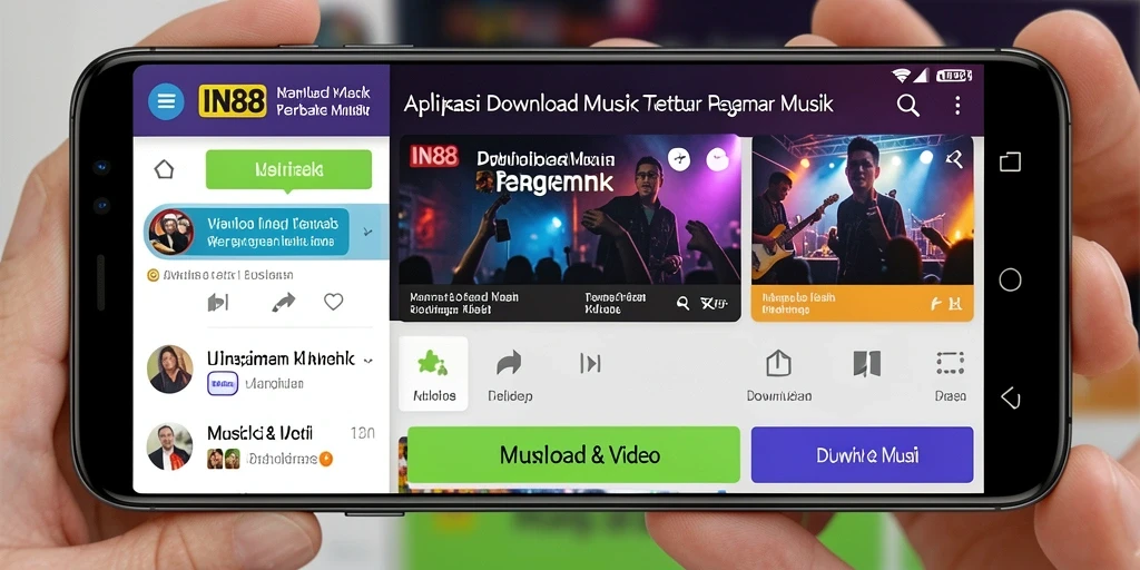 Tampilan antarmuka aplikasi Download Musik IN88 yang intuitif.