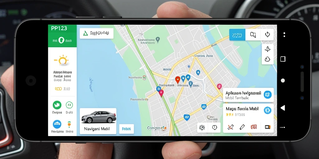 Antarmuka intuitif aplikasi PP123 untuk navigasi mobil.