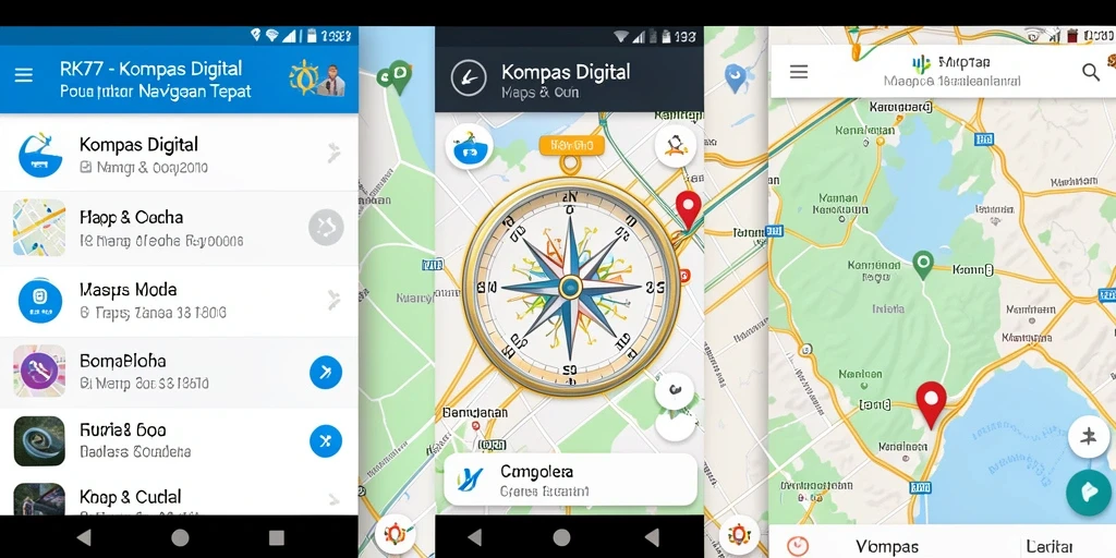Tampilan antarmuka RK77 sebagai aplikasi Kompas Digital.