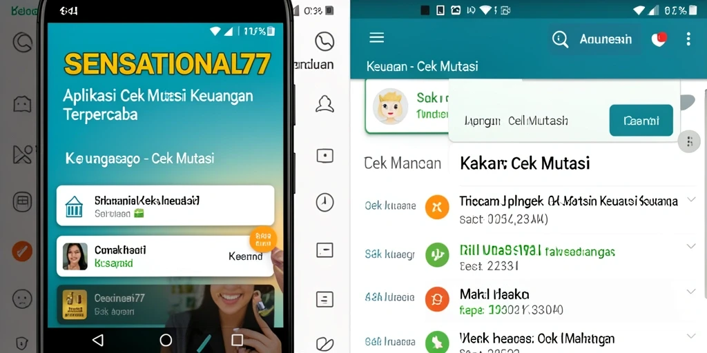 Tampilan utama aplikasi SENSATIONAL77 yang menunjukkan mutasi keuangan.