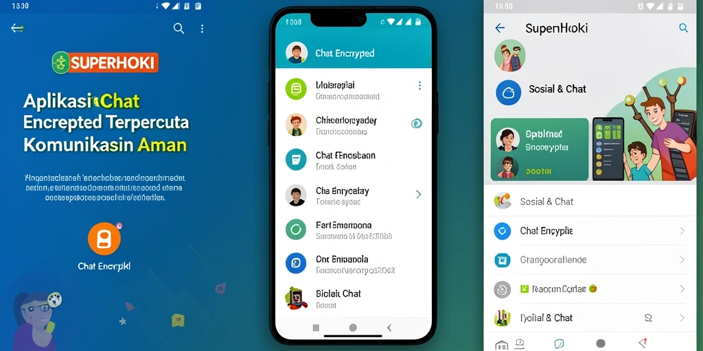 Antarmuka pengguna SUPERHOKI yang sederhana dan menarik untuk chatting aman.